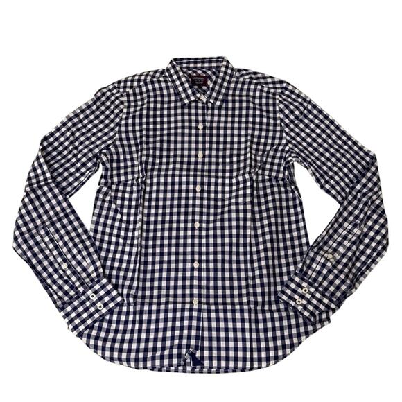 UNTUCKit Navy Blue White Gingham Button Down Shirt Size 16 Tailored Fit NWT - Picture 1 of 4